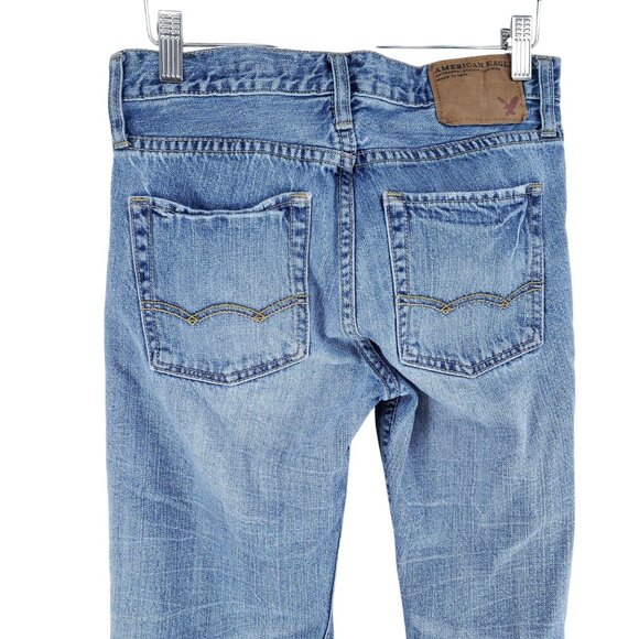 American Eagle Low Rise Boot Jeans Men's Size 26/28 Light Wash - Picture 3 of 7
